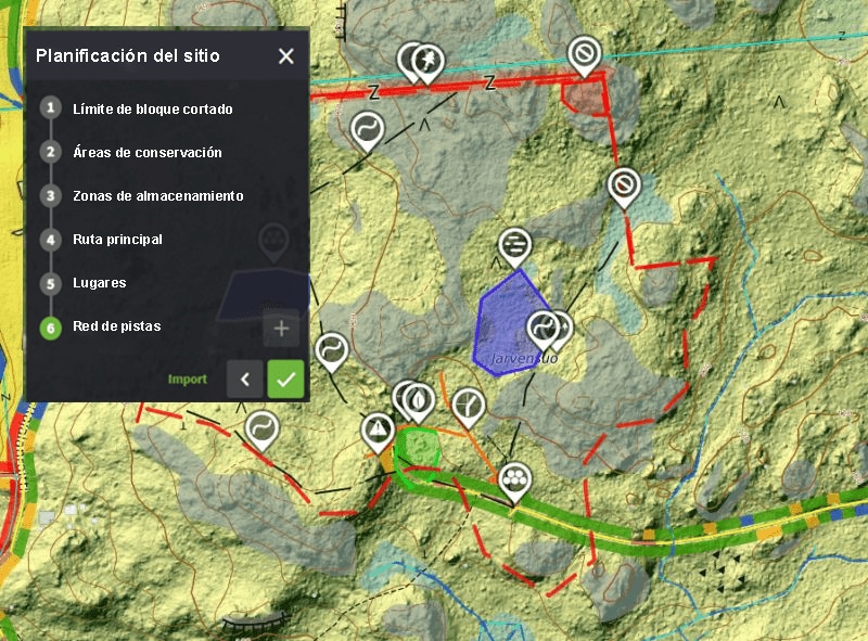 Dibujos en un mapa forestal